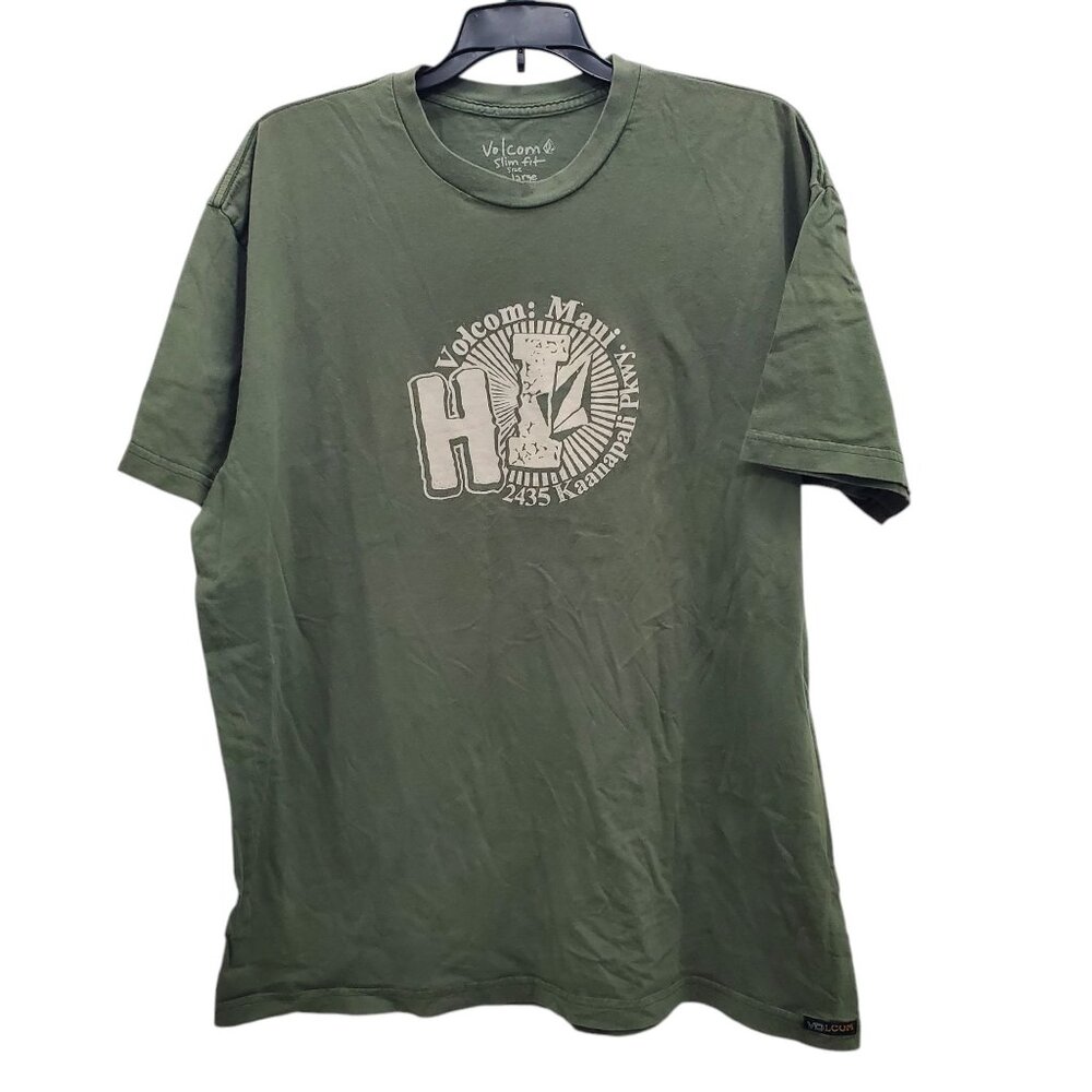 Volcom Unisex Slim Fit Maui Hawaii Olive Short Sleeve Graphic Tee Adult XXL‎